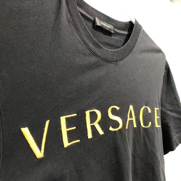 Versace Black Tee with Gold Lettering - Picture 3 of 9